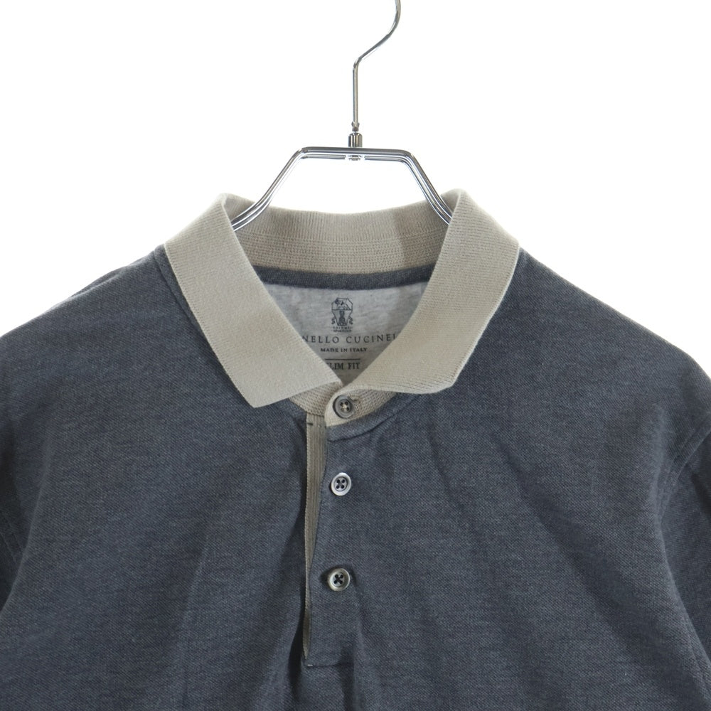 BRUNELLO CUCINELLI(ブルネロクチネリ) イタリア製 コットン 半袖ポロシャツ グレー/ベージュ