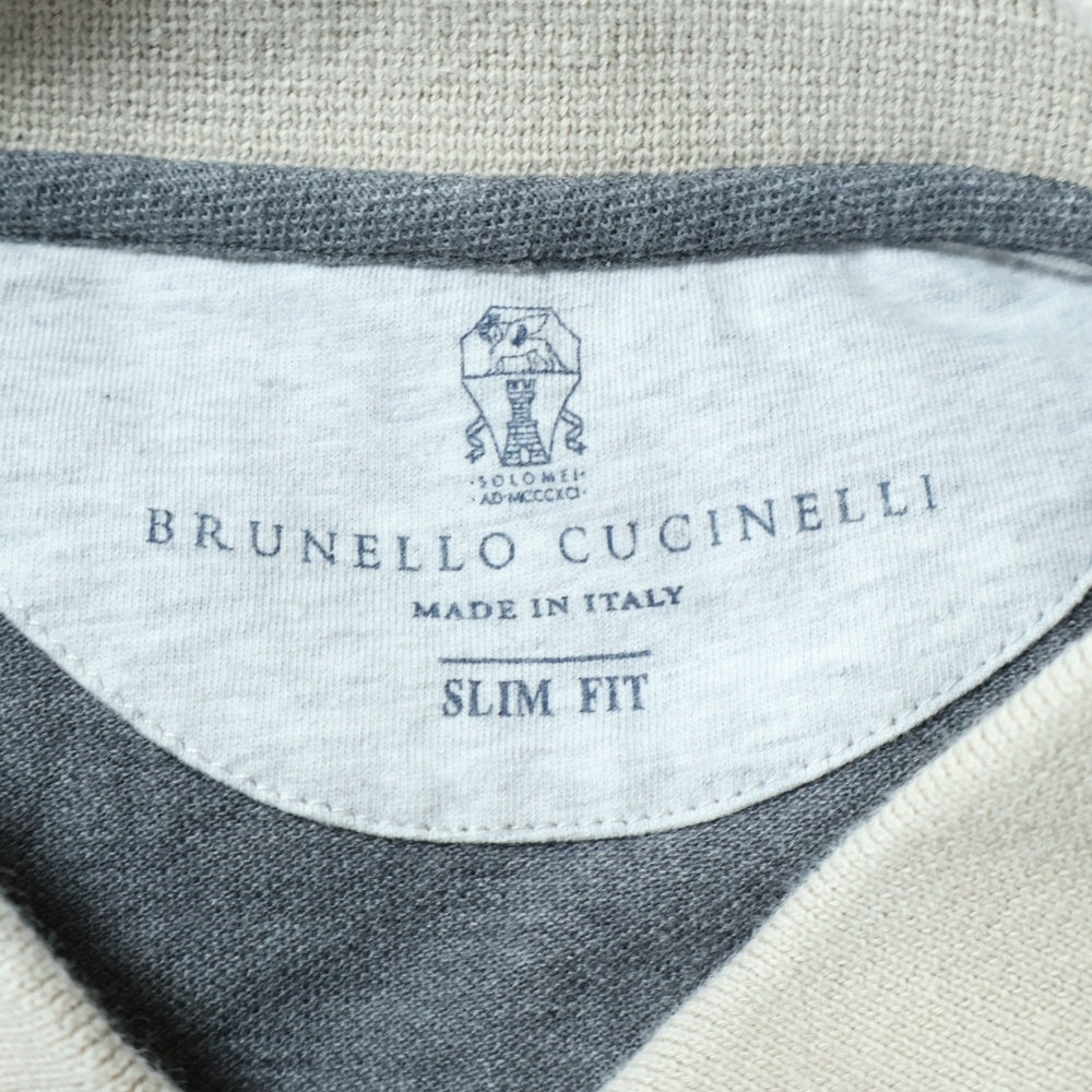 BRUNELLO CUCINELLI(ブルネロクチネリ) イタリア製 コットン 半袖ポロシャツ グレー/ベージュ