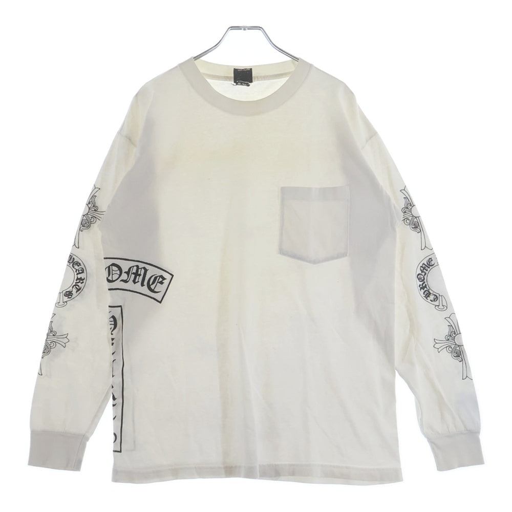 CHROME HEARTS(クロムハーツ) OLD SCRL LOGO オールドスクロールロゴ アームホースシュー プリント 長袖Tシャツ ホワイト