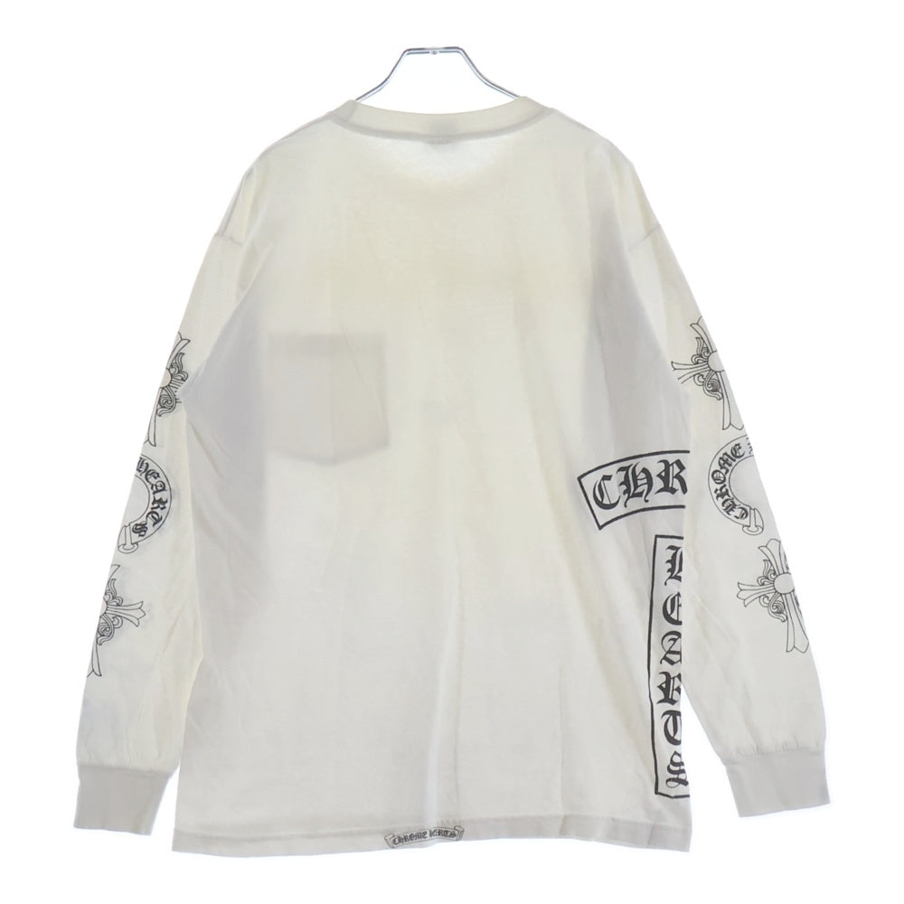 CHROME HEARTS(クロムハーツ) OLD SCRL LOGO オールドスクロールロゴ アームホースシュー プリント 長袖Tシャツ ホワイト