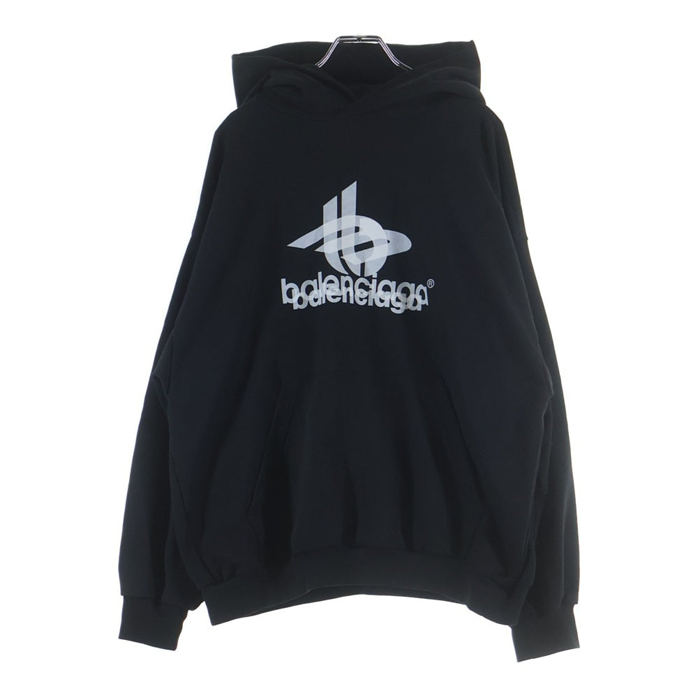 BALENCIAGA(バレンシアガ) 23AW Layered Faded Hoodie フロントプリント フーディー プルオーバー スウェットパーカー ブラック 767877 TPVF3