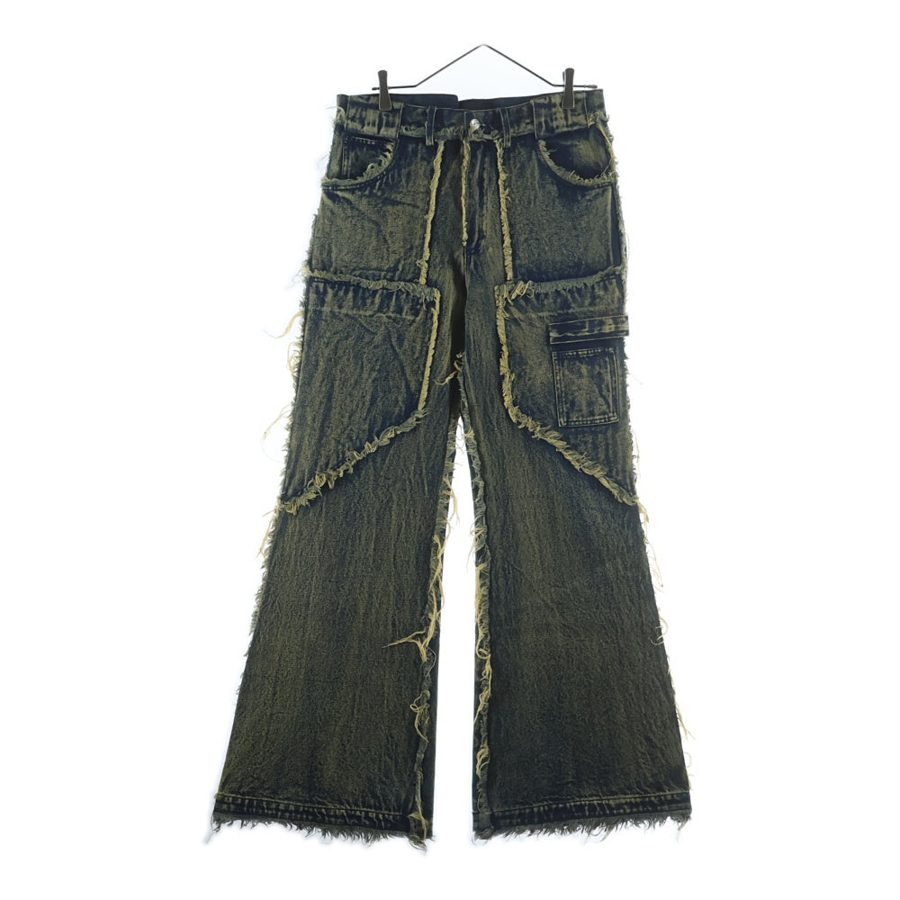 NO/FAITH STUDIOS(ノーフェイスストゥディオス) FLARED DENIM 002 カットオフ ジップフライ デニム フレアパンツ インディゴブルー