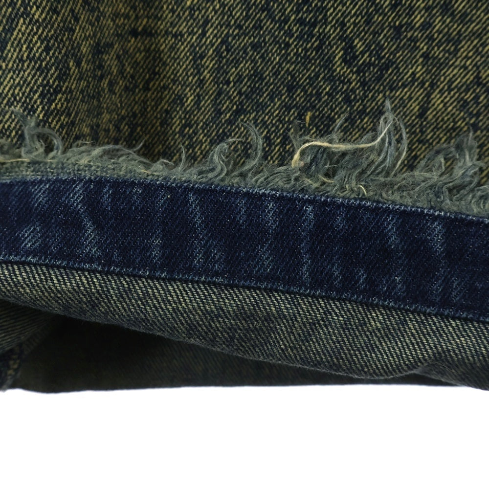 NO/FAITH STUDIOS(ノーフェイスストゥディオス) FLARED DENIM 002 カットオフ ジップフライ デニム フレアパンツ インディゴブルー