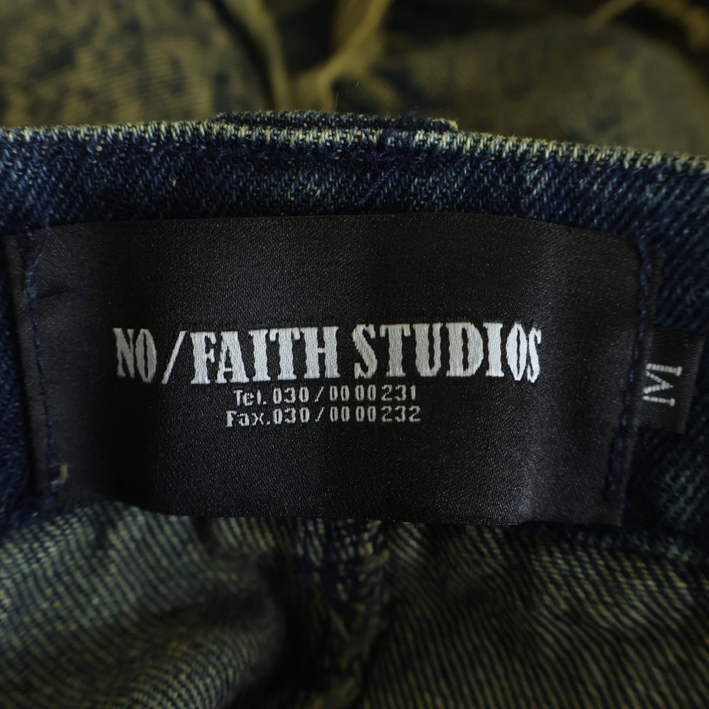 NO/FAITH STUDIOS(ノーフェイスストゥディオス) FLARED DENIM 002 カットオフ ジップフライ デニム フレアパンツ インディゴブルー