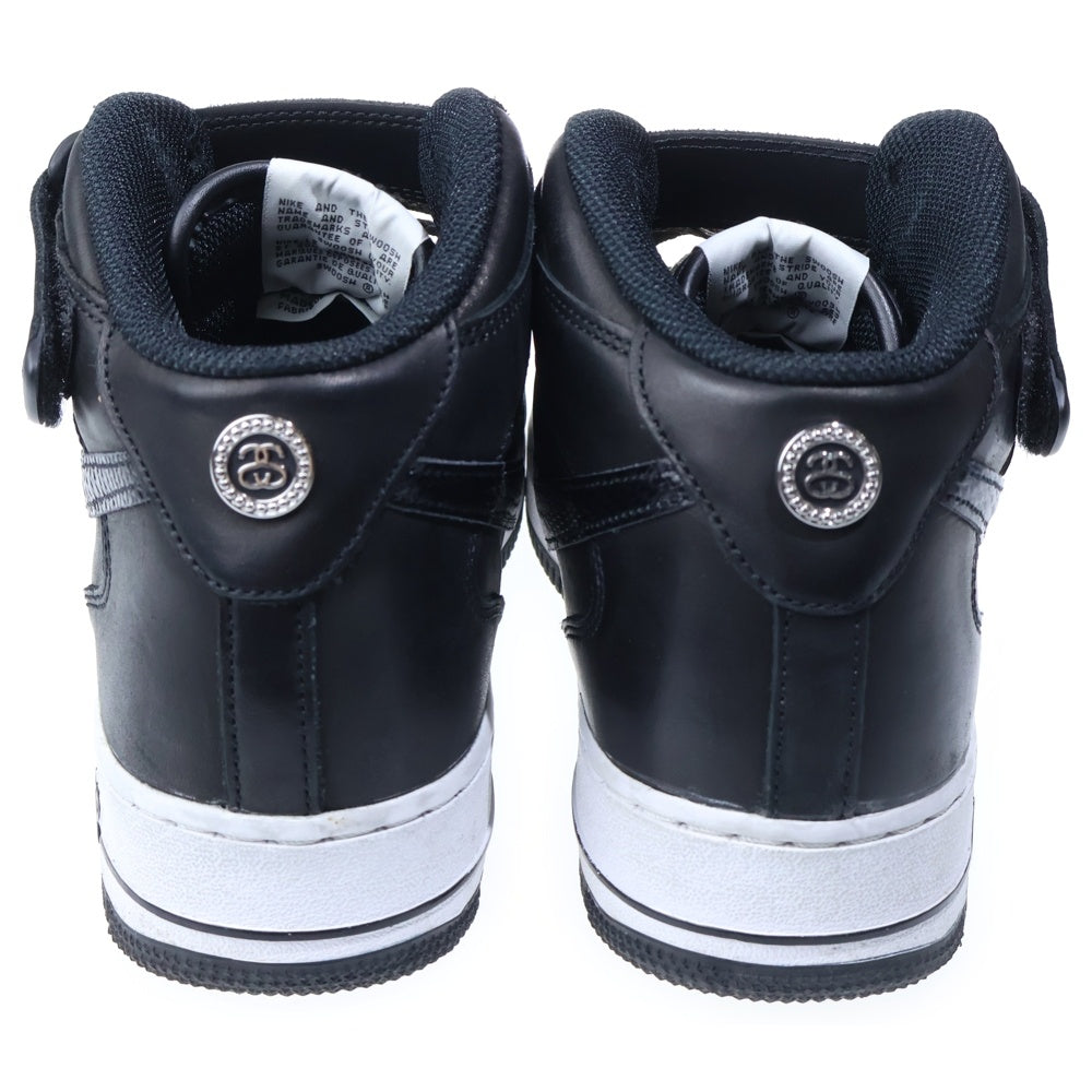 NIKE(ナイキ) 22SS ×STUSSY AIR FORCE 1 MID BLACK SNAKESKIN ステューシー エアフォースワン ミッド ミドルカットスニーカー ブラック US9/27.0cm DJ7840-001