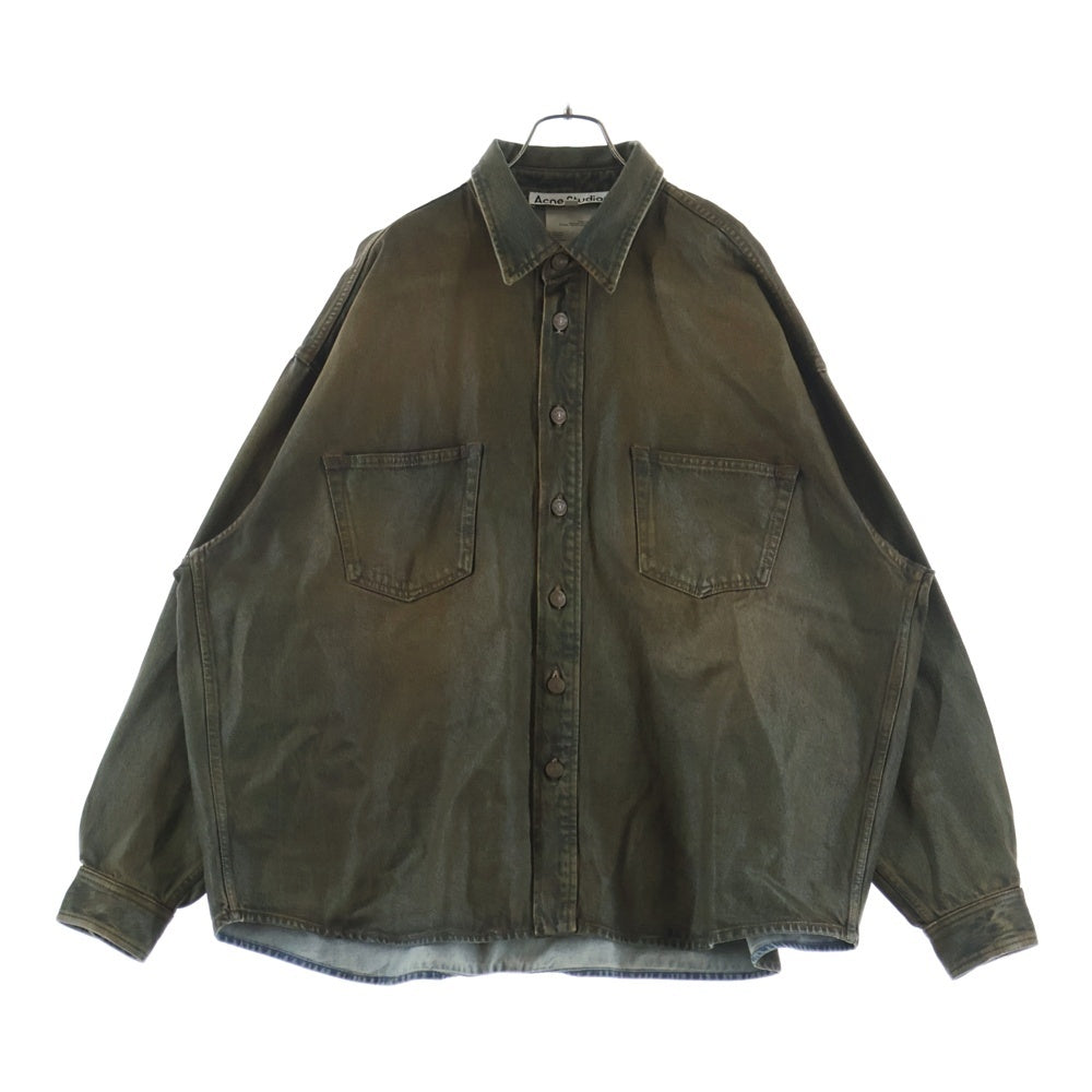 Acne Studios(アクネ ストゥディオズ) WAX CORTED DENIM SHIRT JACKET ワックスコーティング ボタンアップ デニムシャツ ジャケット ブロンズ FN-MN-SHIR000695