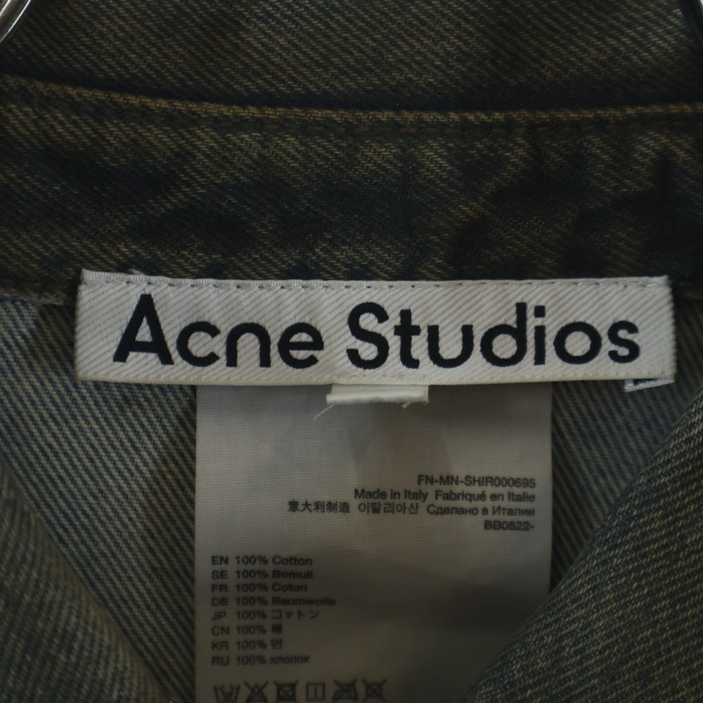 Acne Studios(アクネ ストゥディオズ) WAX CORTED DENIM SHIRT JACKET ワックスコーティング ボタンアップ デニムシャツ ジャケット ブロンズ FN-MN-SHIR000695