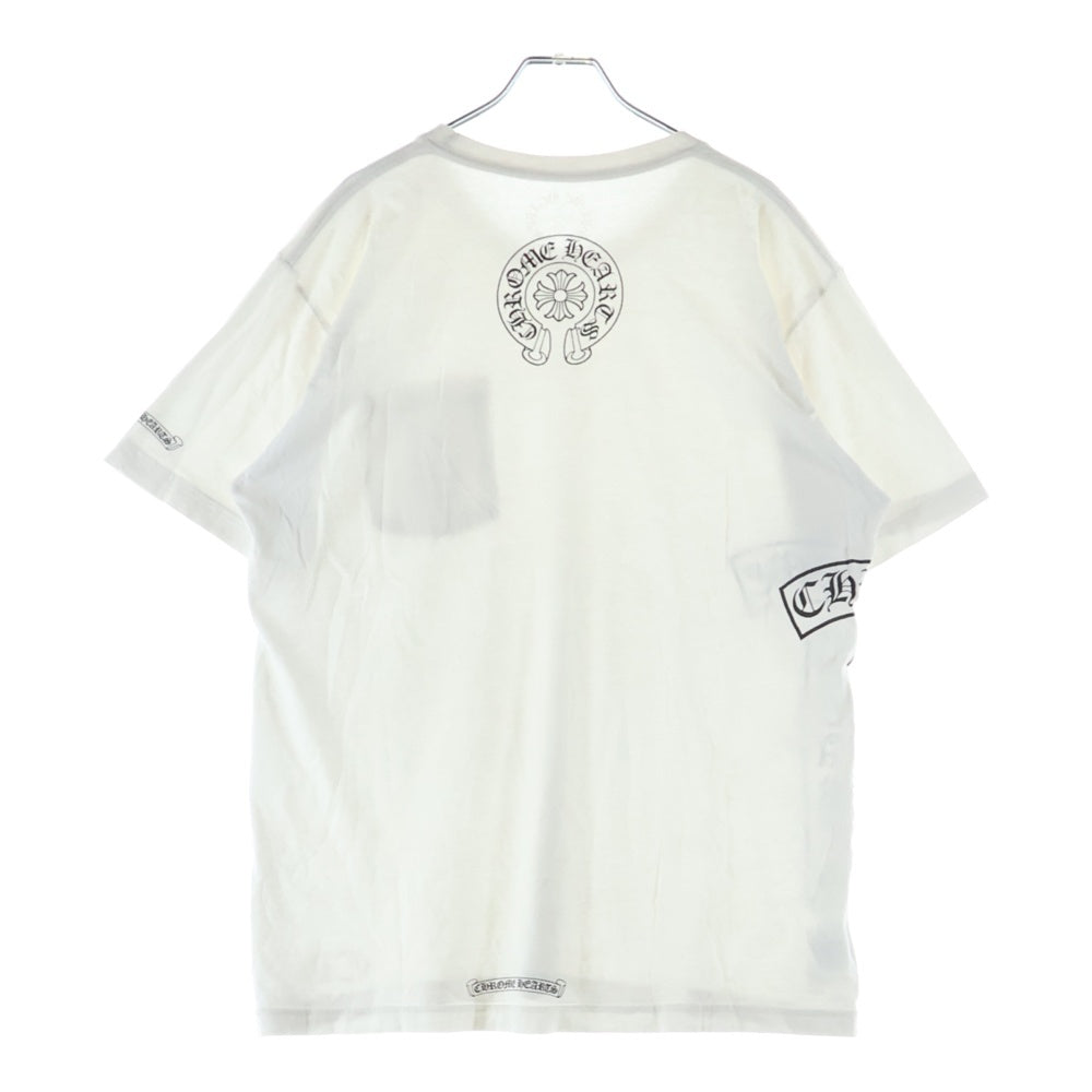 CHROME HEARTS(クロムハーツ) ホースシュー スクロールラベルプリント フロントポケット クルーネック半袖Tシャツ カットソー ホワイト