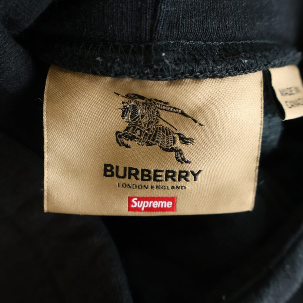 SUPREME(シュプリーム) 22SS ×BURBERRY Box Logo Hooded Sweatshirt ×バーバリー ボックスロゴフーディ プルオーバースウェットパーカー ブラック