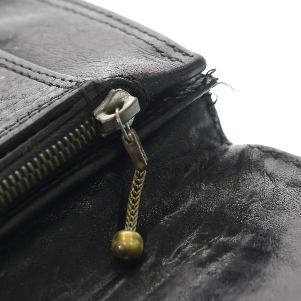 CHROME HEARTS(クロムハーツ) 1ZIP BS FLEUR BUTTON WALLET 1ジップ BSフレアボタン 二つ折り財布 レザーウォレット ブラック/シルバー