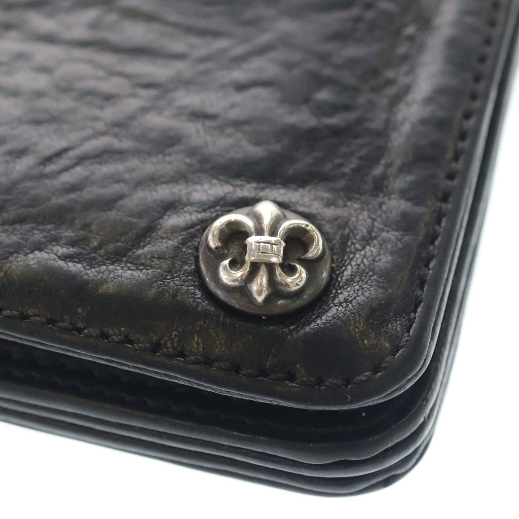 CHROME HEARTS(クロムハーツ) 1ZIP BS FLEUR BUTTON WALLET 1ジップ BSフレアボタン 二つ折り財布 レザーウォレット ブラック/シルバー