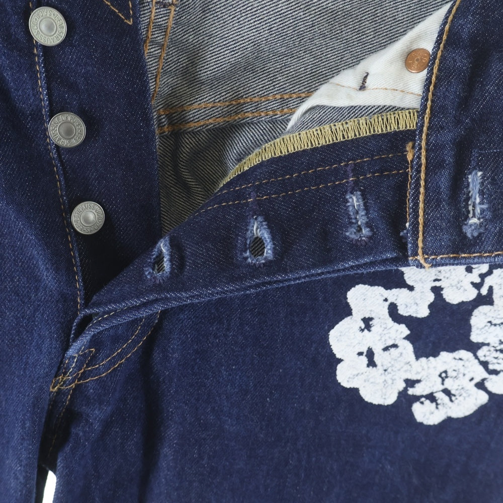 Levi's(リーバイス) ×DENIM TEARS 501 デニムティアーズ フラワー総柄 コットンデニムパンツ インディゴ PC9-AI1592-0000
