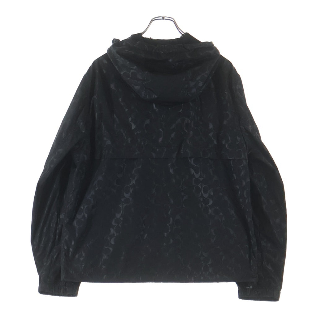 COACH(コーチ) SIGNATURE WINDBREAKER フロントシグネチャーロゴ ジップアップ 総柄 ジャケット ブラック C8104