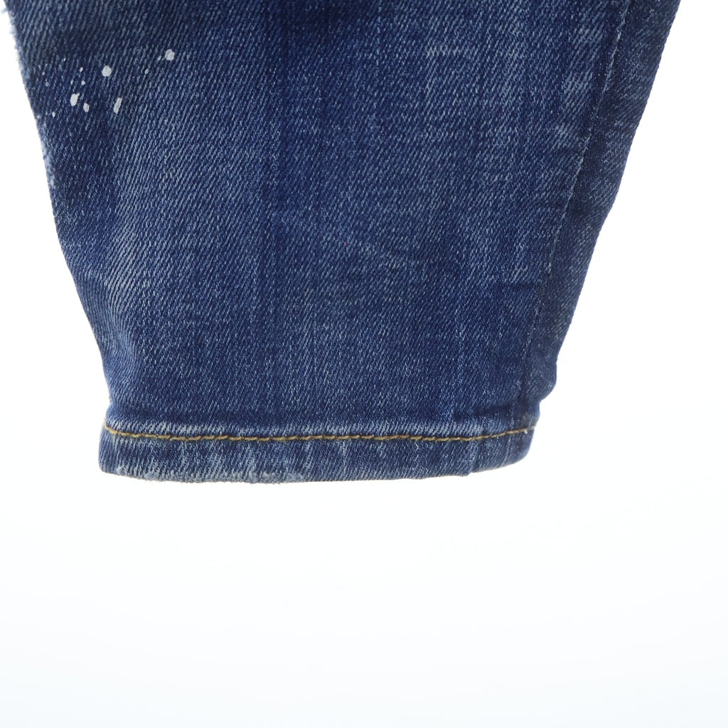 DSQUARED2(ディースクエアード) 20SS ペイントクラッシュ加工 裾ジップ スキニーデニムパンツ インディゴ レディース S75LB0272 S30342