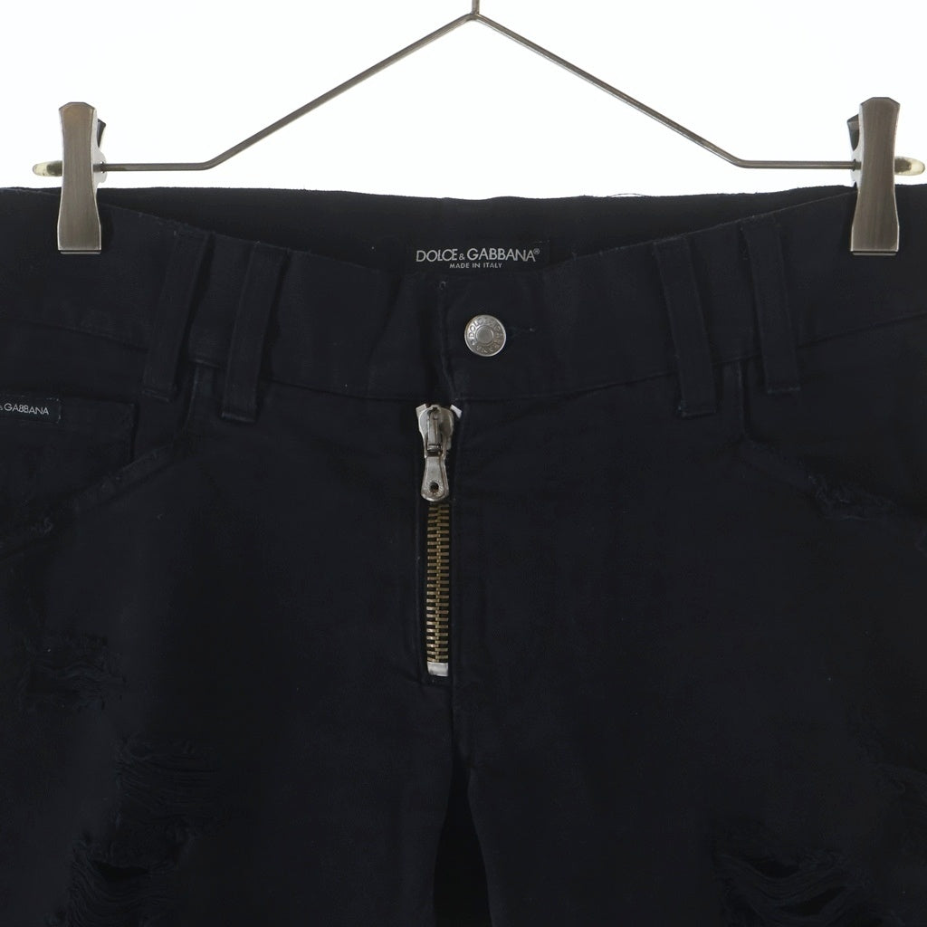 DOLCE & GABBANA(ドルチェアンドガッバーナ) 14CLASSIC クラッシュ加工 ジップフライ ダメージデニムパンツ ブラック G3H4TD/G8209