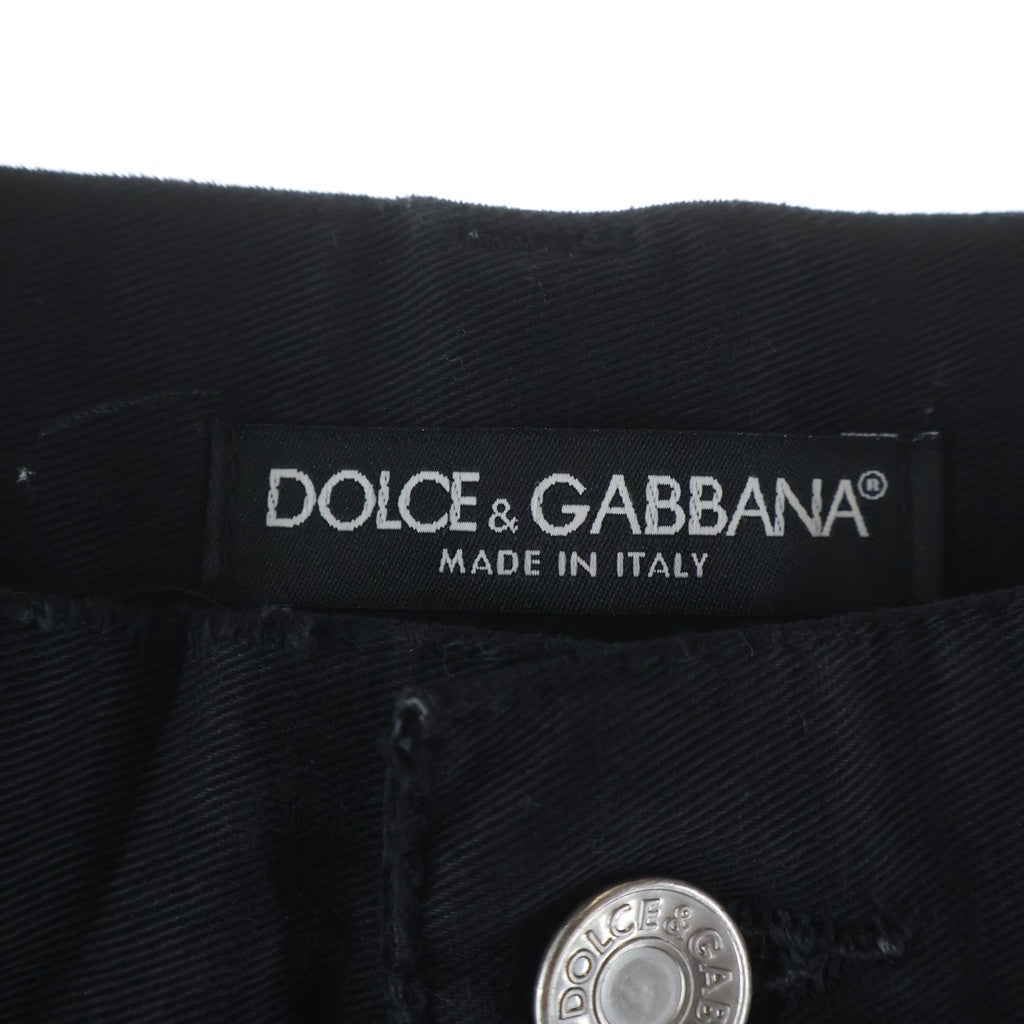 DOLCE & GABBANA(ドルチェアンドガッバーナ) 14CLASSIC クラッシュ加工 ジップフライ ダメージデニムパンツ ブラック G3H4TD/G8209