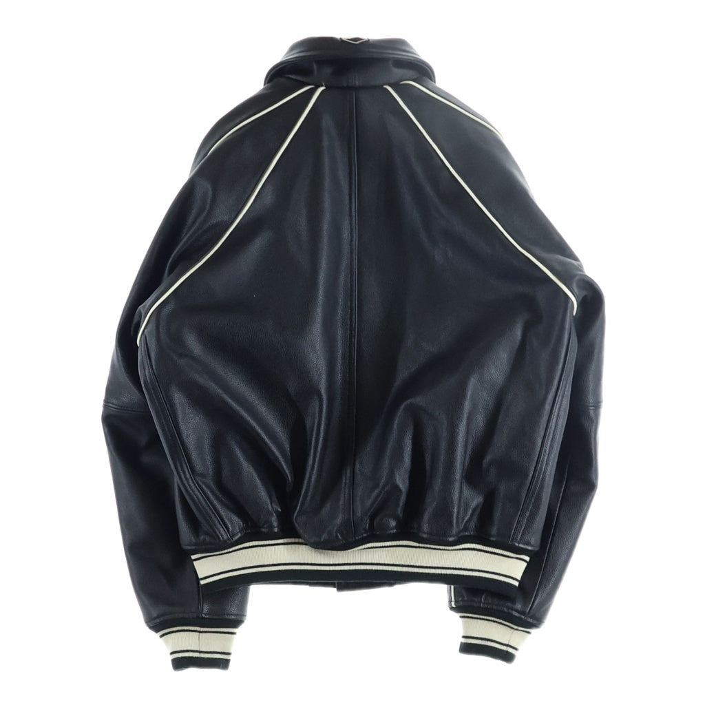 AVIREX(アヴィレックス) ×OMG COW LOGO VARSITY JACKET オーエムジー カウ ロゴ ジップアップ バーシティーレザージャケット ブラック 783-5950017
