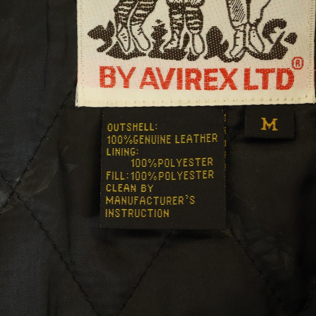 AVIREX(アヴィレックス) ×OMG COW LOGO VARSITY JACKET オーエムジー カウ ロゴ ジップアップ バーシティーレザージャケット ブラック 783-5950017