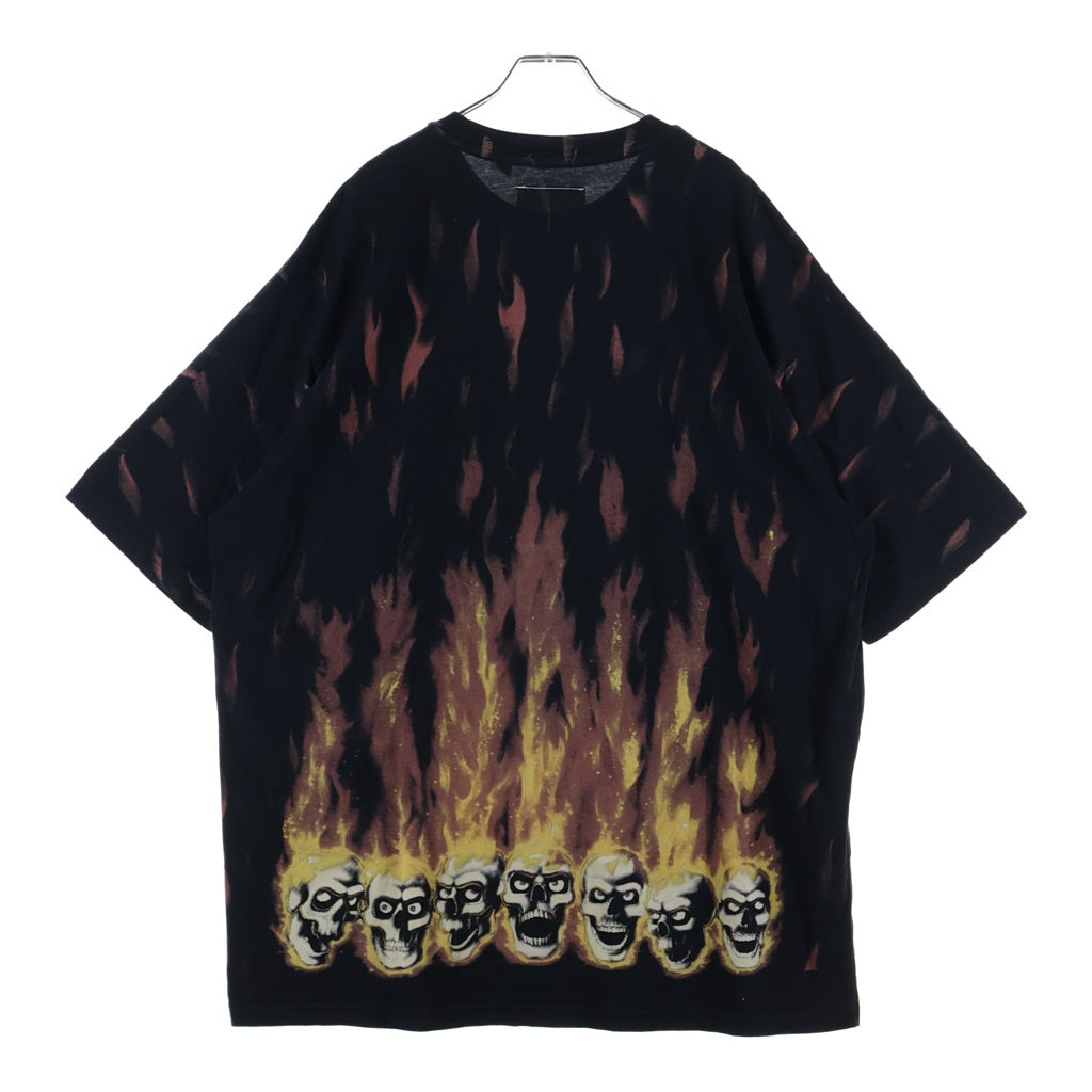 SUPREME(シュプリーム) 24SS ×Liquid Blue Oversized Tee リキッドブルー ファイヤー フレーム スカル ロゴ 半袖Tシャツ カットソー ブラック