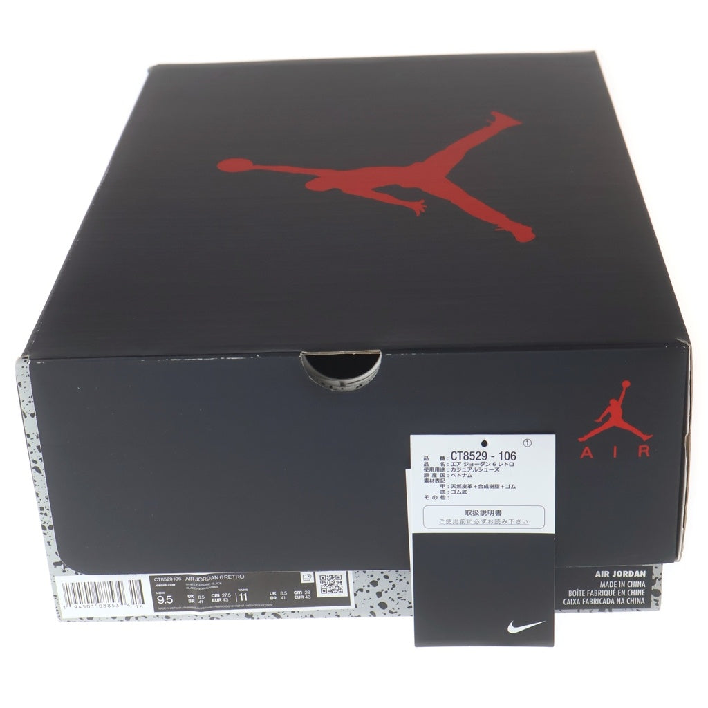 NIKE(ナイキ) AIR JORDAN 6 RETRO CARMINE CT8529-106 エアジョーダン6 カーマイン ハイカットスニーカー ホワイト/レッド US9.5/27.5cm