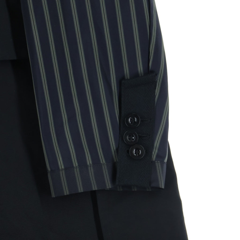 Sacai(サカイ) 24SS Suiting Coat アームストライプ柄 ドッキング スーツ コート ブラック 24-03264M