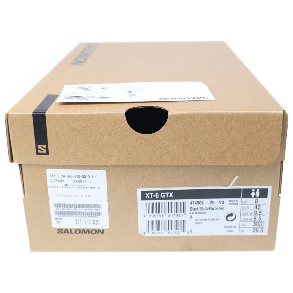 SALOMON(サロモン) XT-6 GTX ゴアテックス ローカットスニーカー ブラック US8.5/26.5cm 474506