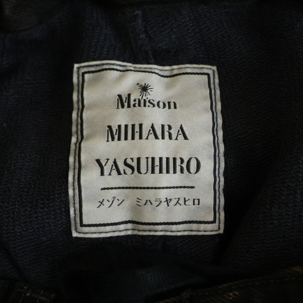 MAISON MIHARAYASUHIRO(メゾンミハラヤスヒロ) Waist Layered Denim pants ダメージ加工 ウエスト レイヤード ドッキング ジップフライ スウェット デニムパンツ ブラック A15PT023