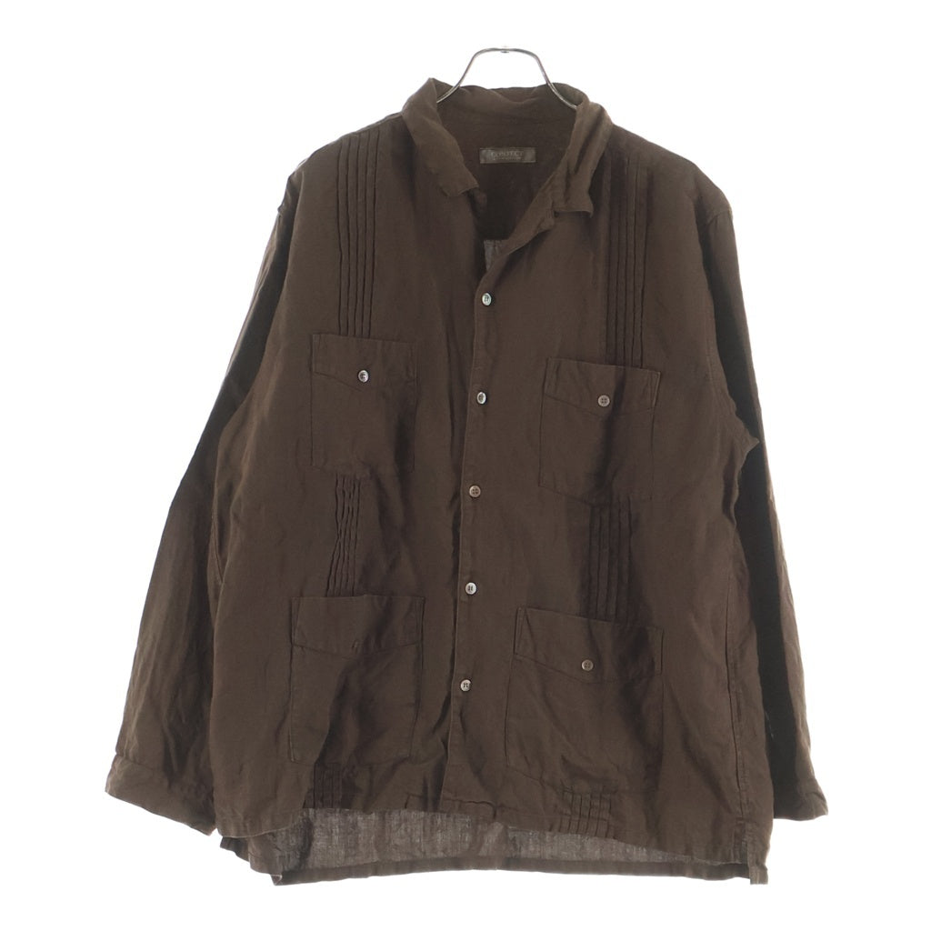 nestRobeconfect(ネストローブ) 22SS Herdmans Hemp ハードマンズヘンプ キューバ長袖シャツ ブラウン 02222-0020
