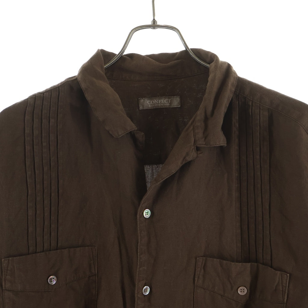 nestRobeconfect(ネストローブ) 22SS Herdmans Hemp ハードマンズヘンプ キューバ長袖シャツ ブラウン 02222-0020