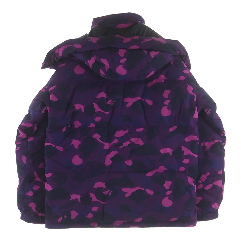 A BATHING APE(アベイシングエイプ) CAMOUFLAGE DOWN 総柄 カモフラージュ ジップアップ フーデッド ダウンジャケット パープル 001DNI801002M