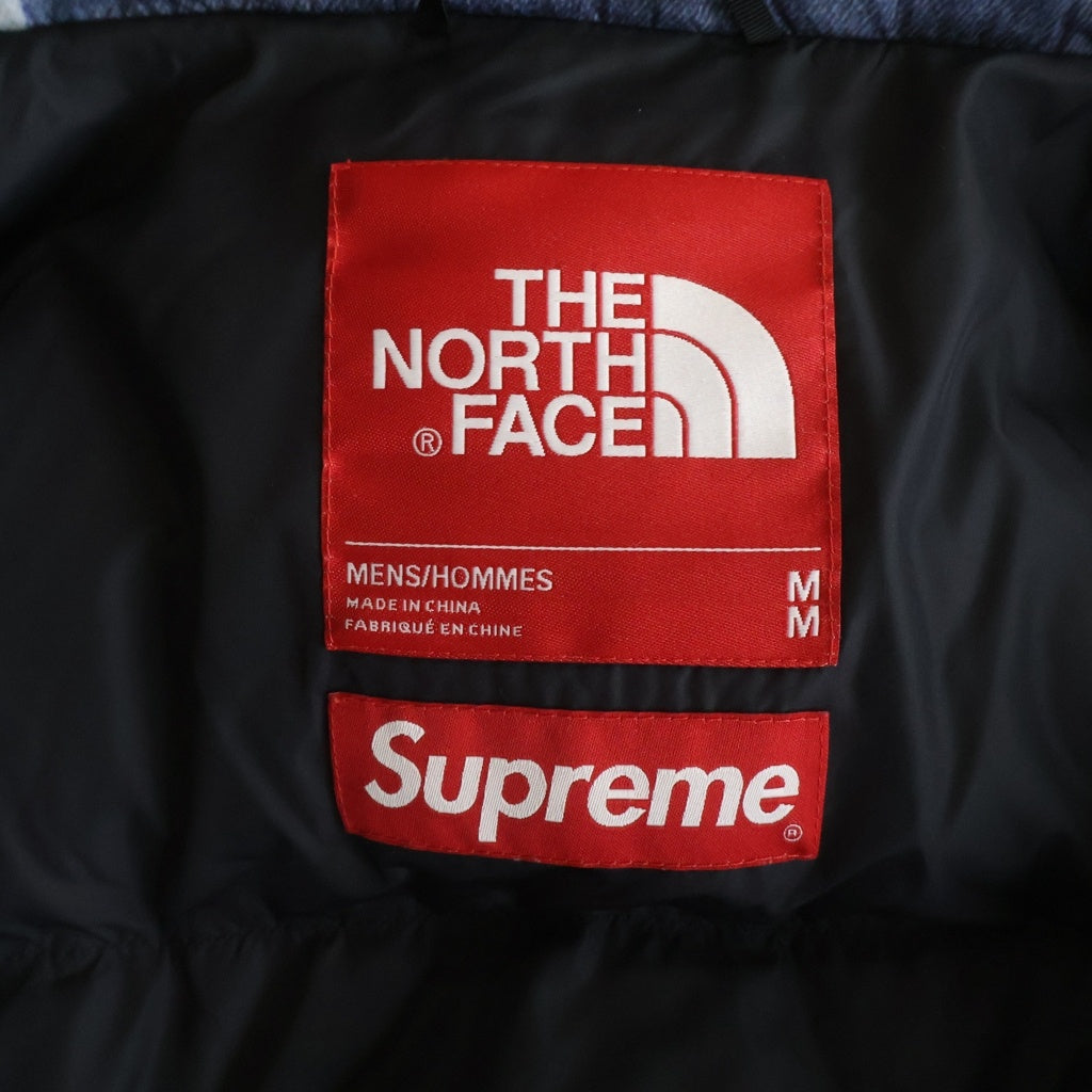 SUPREME(シュプリーム) 21AW Bleached Denim Print Nuptse Jacket ND52100I ブリーチド デニム プリント ヌプシ ダウン ジャケット ブルー