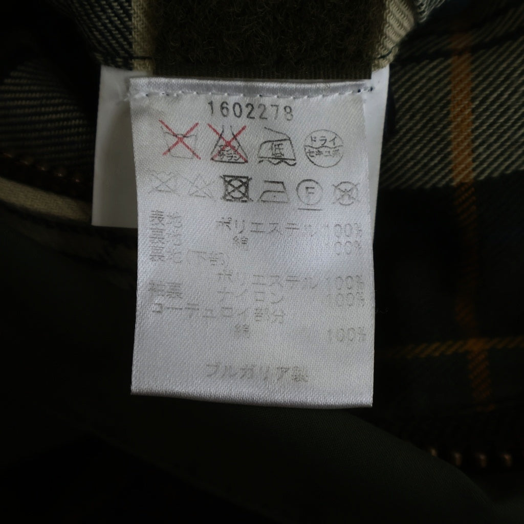 Barbour(バブアー) 16AW コーデュロイカラー 裏地チェック ピンズ付き ノンオイル ジャケット カーキ 1602278