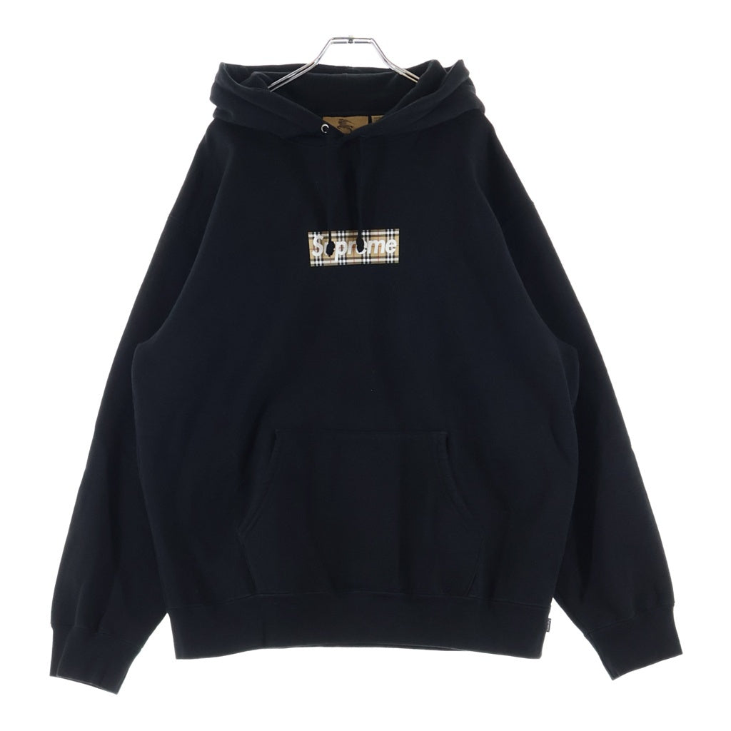 SUPREME(シュプリーム) 22SS ×BURBERRY Box Logo Hooded Sweatshirt バーバリー ボックスロゴ スウェットプルオーバーパーカー フーディー ブラック