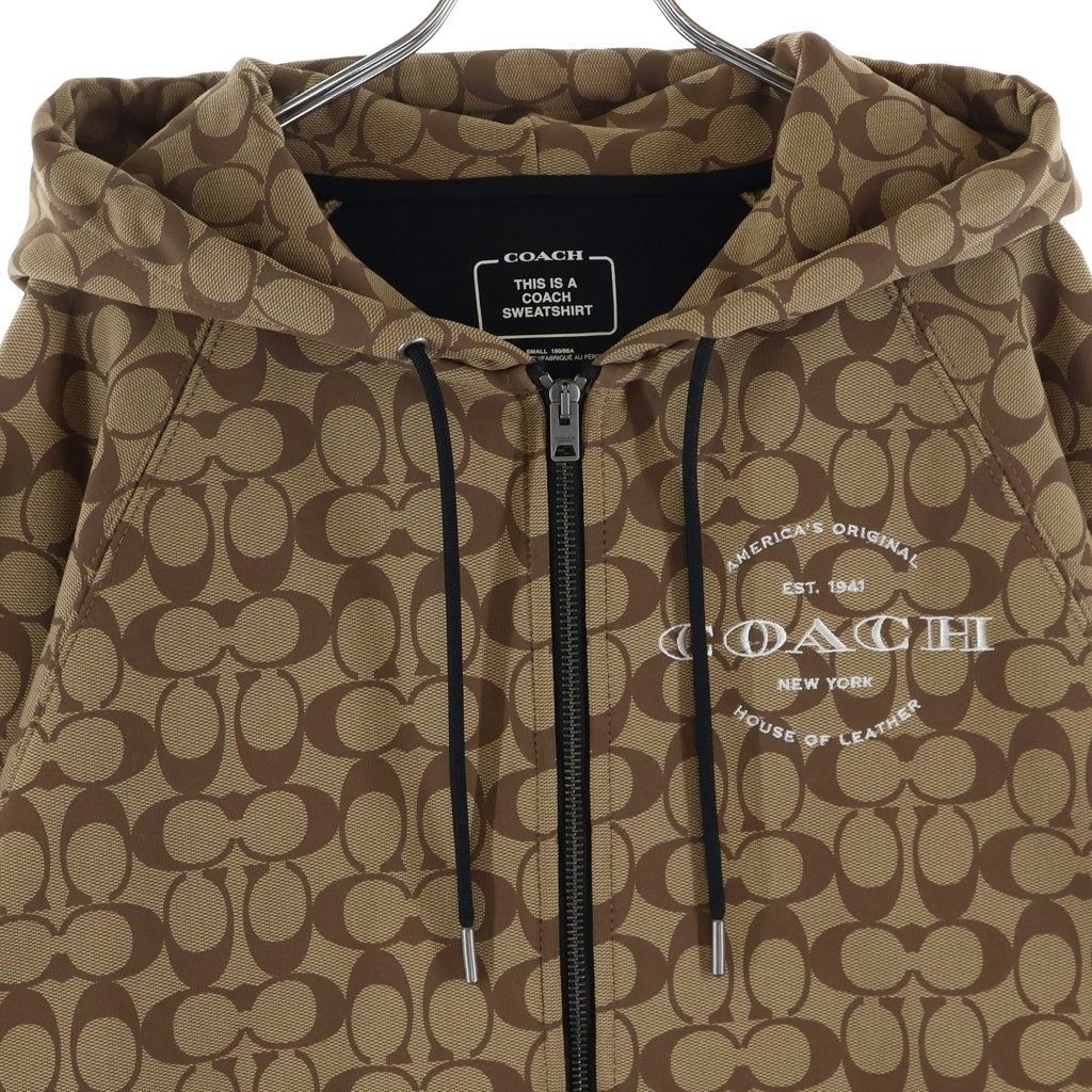 COACH(コーチ) シグネチャー フロントロゴエンブロイダリー ジップアップ スウェットパーカー ブラウン 233092
