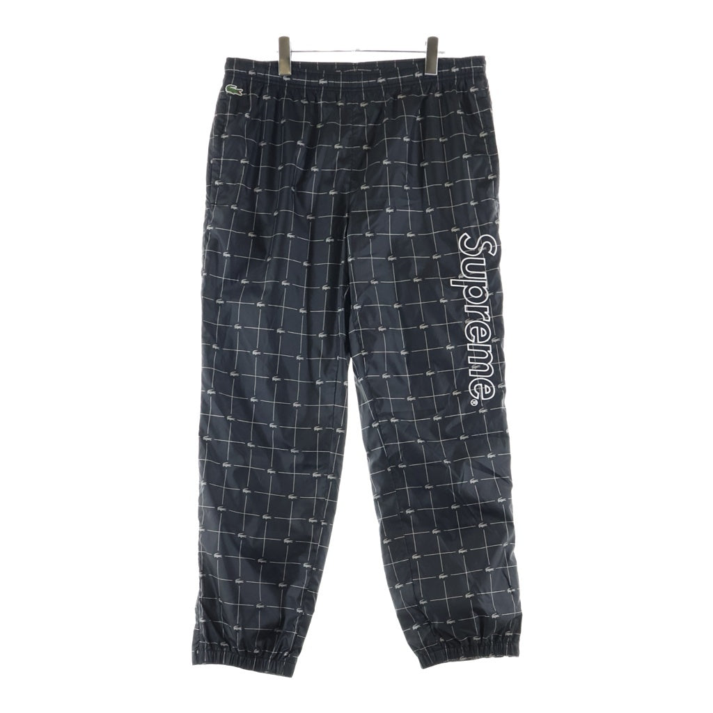 SUPREME(シュプリーム) 18SS ×LACOSTE Reflective Grid Nylon Track Pants ラコステ リフレクティブ グリッド ナイロントラックパンツ ブラック XH8504
