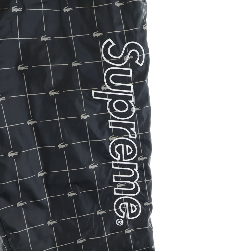 SUPREME(シュプリーム) 18SS ×LACOSTE Reflective Grid Nylon Track Pants ラコステ リフレクティブ グリッド ナイロントラックパンツ ブラック XH8504