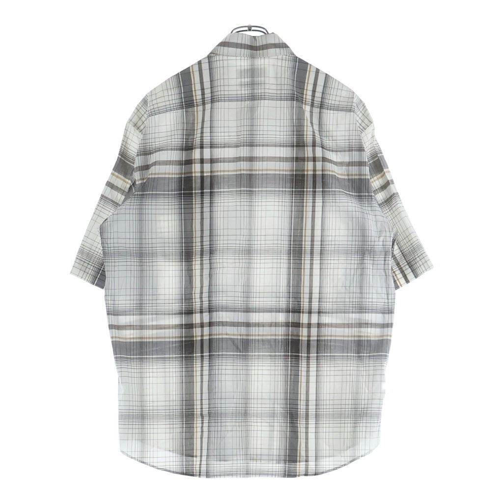 NO BRAND(ノーブランド) CAMISAS MANOLO カミサスマノロ GR CHK SSL SHIRT チェック柄 オープンカラー 半袖シャツ ホワイト/ブラウン