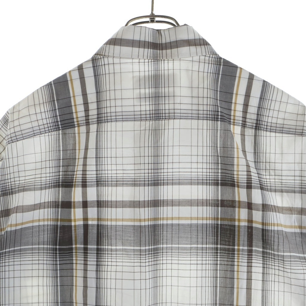 NO BRAND(ノーブランド) CAMISAS MANOLO カミサスマノロ GR CHK SSL SHIRT チェック柄 オープンカラー 半袖シャツ ホワイト/ブラウン