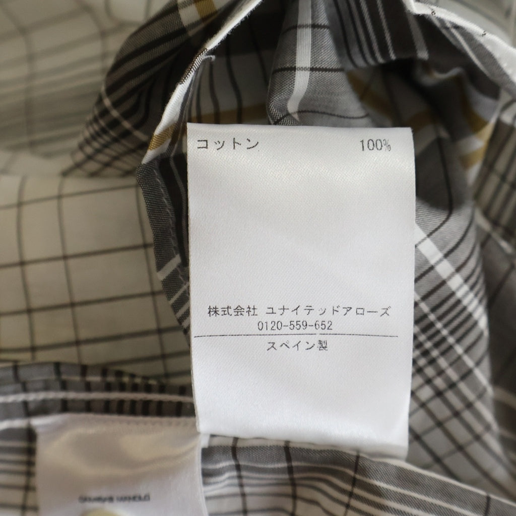 NO BRAND(ノーブランド) CAMISAS MANOLO カミサスマノロ GR CHK SSL SHIRT チェック柄 オープンカラー 半袖シャツ ホワイト/ブラウン