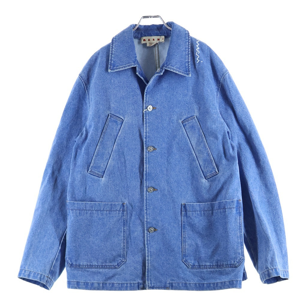 MARNI(マルニ) 25SS BLEACHED COATED ORGANIC DENIM COBALT JACKET ブリーチデニムカバーオールジャケット インディゴブルー GUJU0012S0
