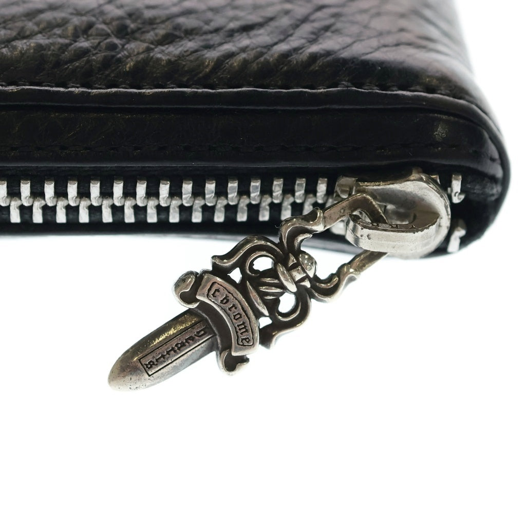 CHROME HEARTS(クロムハーツ) REC F ZIP PLANE プレーン ラウンドジップレザーウォレット 財布 ブラック