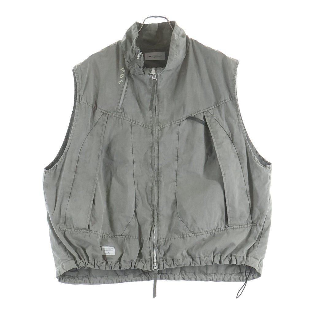 MAGIC STICK(マジックスティック) MIL-TREK-VEST ロゴプリント プリーツ ジップアップ ミリタリーベスト カーキ
