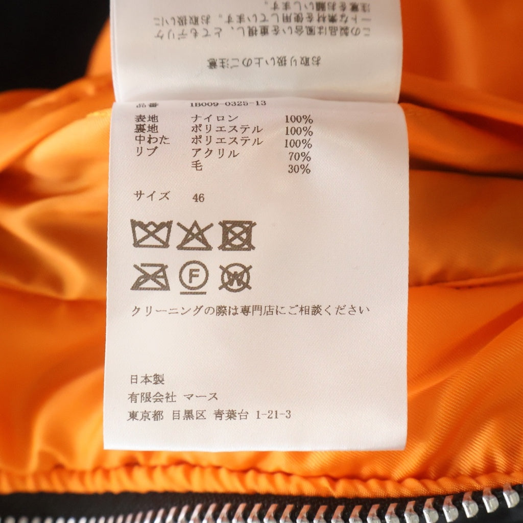 JOHN LAWRENCE SULLIVAN(ジョンローレンスサリバン) 25AW NYLON MASSIVE ROUNDED SLEEVE BOMBER JACKET ナイロン マッシヴ ラウンド スリーブ ボンバージャケット ブラック