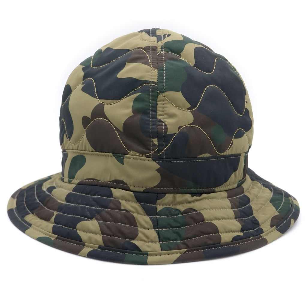 A BATHING APE(アベイシングエイプ) 1ST CAMO QUILTED HAT カモフラ柄 キルティングハット 帽子 カーキ 001HTK801004M