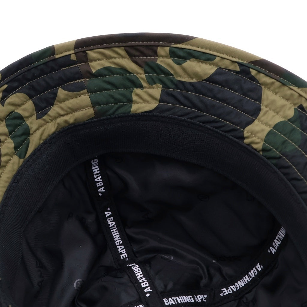 A BATHING APE(アベイシングエイプ) 1ST CAMO QUILTED HAT カモフラ柄 キルティングハット 帽子 カーキ 001HTK801004M