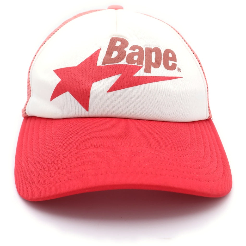 A BATHING APE(アベイシングエイプ) BAPE STA MESH CAP ベイプスター フロントロゴ 6パネル メッシュキャップ 帽子 レッド 001CPL301006M レディース