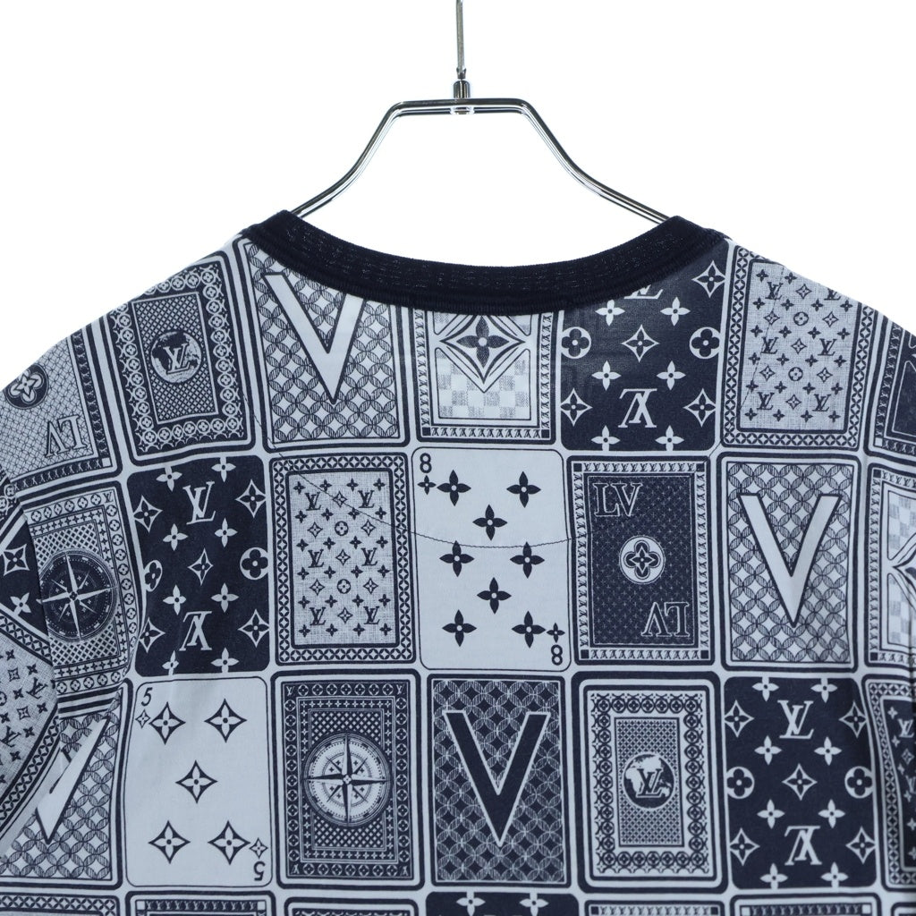 LOUIS VUITTON(ルイヴィトン) 18AW 総柄 コットン クルーネック半袖Tシャツ ネイビー/ホワイト HFY01WFMB