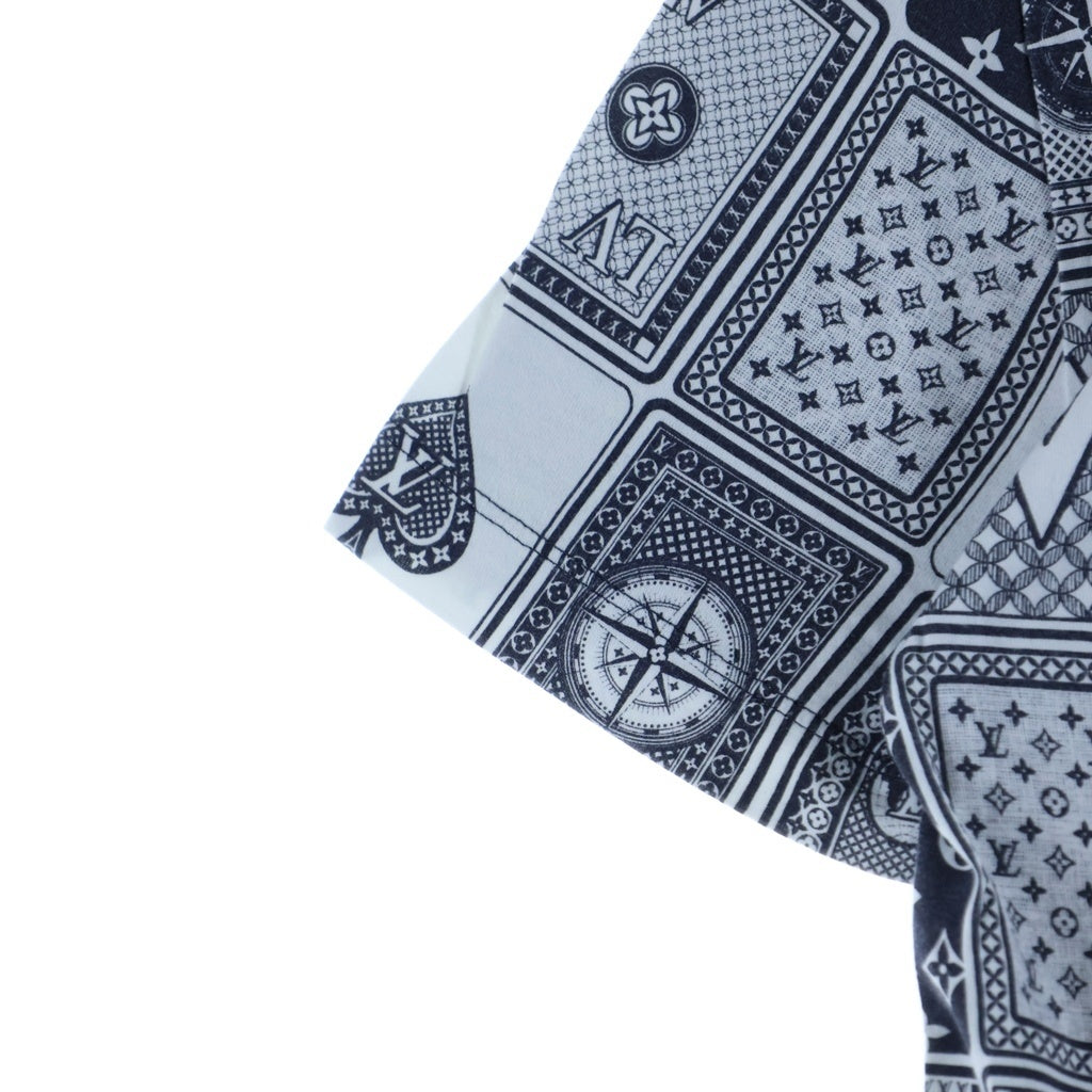 LOUIS VUITTON(ルイヴィトン) 18AW 総柄 コットン クルーネック半袖Tシャツ ネイビー/ホワイト HFY01WFMB