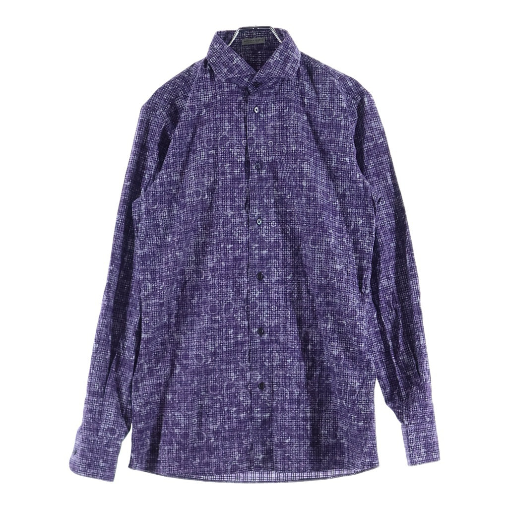 BOTTEGA VENETA(ボッテガヴェネタ) フロントボタン 総柄 長袖コットン シャツ パープル 297857 VAA91