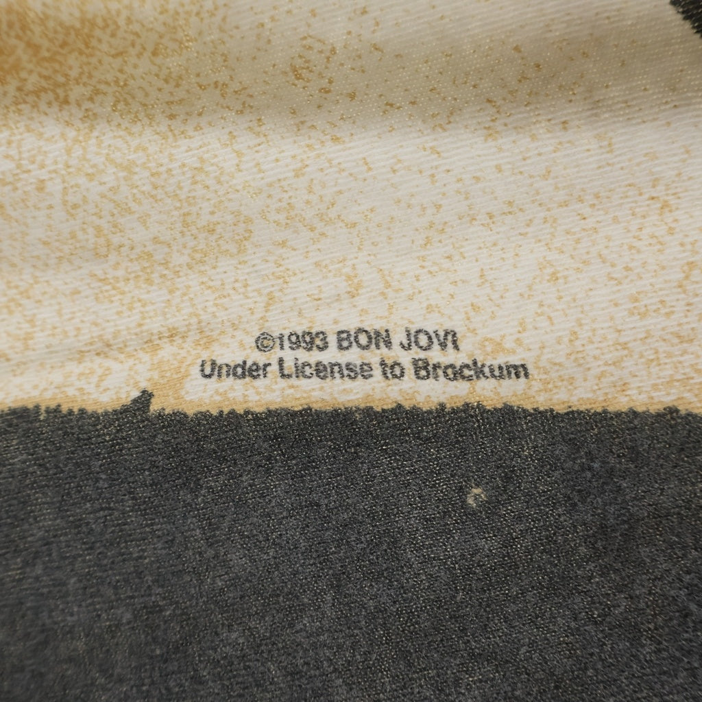 VINTAGE(ヴィンテージ) 90S BON JOVI 1993 OVP BROCKUM ボンジョビ 総柄プリント クルーネック 半袖Tシャツ カットソー ホワイト